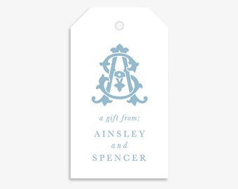 Monogram Gift Tags • Personalized Gift Tags • Wedding Gift Bag Tags • Gift Tags Set • Custom Monogrammed Gift Tags Set