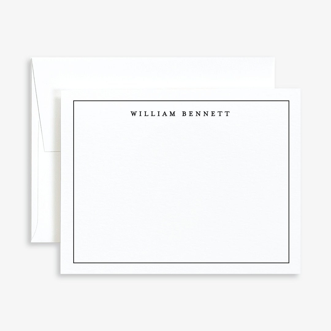 Personalized Classic Note Cards Classic Stationery Note Card Set Simple ...