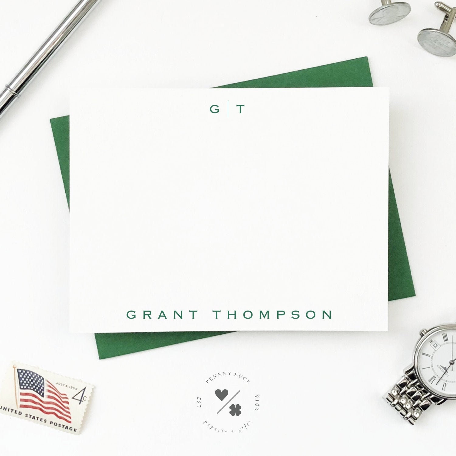 Monogrammed Note Cards with Envelopes Monogram Stationery Etsy