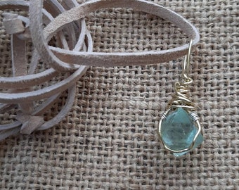 Handmade Green Fluorite Necklace, Solid Brass Wire Wrapped Pendant, Oth Style Necklace