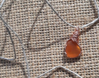 Handcrafted Carnelian Necklace, Solid Copper Wire Wrapped Pendant, Oth Style Necklace