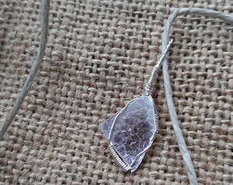 Handmade Lepidolite Necklace, Solid .925 Sterling Silver Wire Wrapped Pendant, Oth Style Necklace