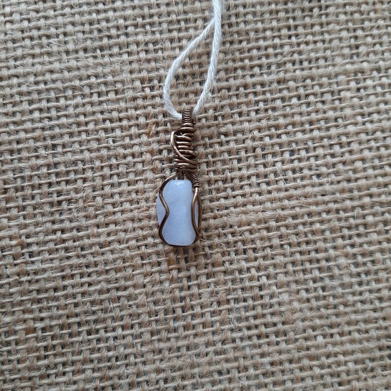 Gem Quality Blue Chalcedony Crystal Pendant Handmade Blue Chalcedony Crystal Necklace Wire Wrapped Pendant