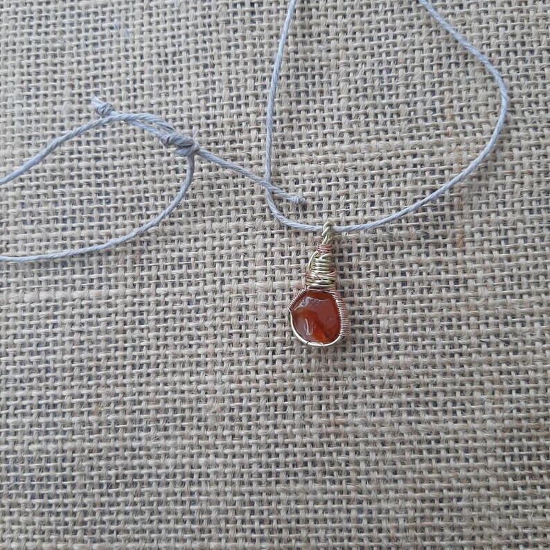 Solid Brass Wire Wrapped Pendant Oth Style Necklace Handcrafted Carnelian Necklace
