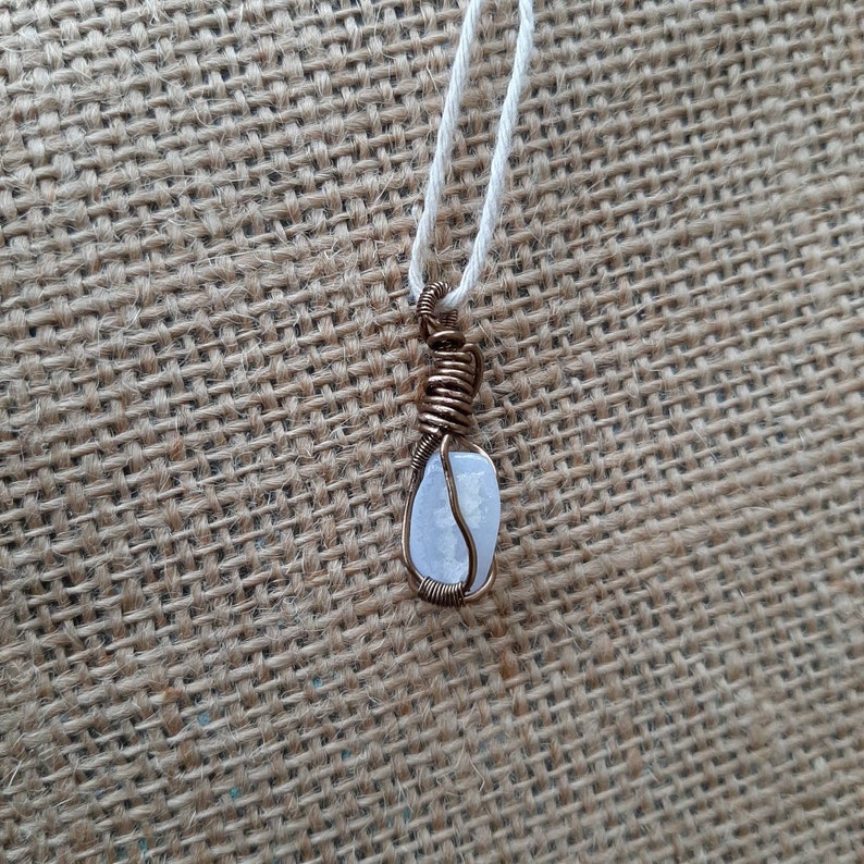 Gem Quality Blue Chalcedony Crystal Pendant Handmade Blue Chalcedony Crystal Necklace Wire Wrapped Pendant