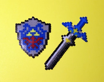 Master Sword & Hylian Shield - Legend of Zelda - Mini Perler Beads