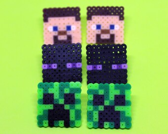 Minecraft Stud Earrings - Mini Perler Beads