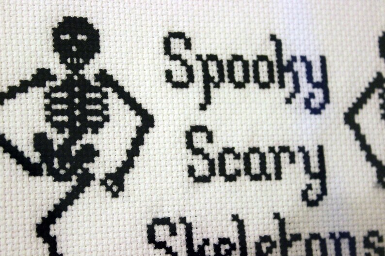 Spooky Scary Skeletons 8x10 Framed Cross Stitch image 3