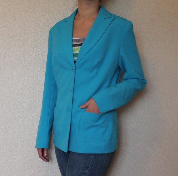 Bright Blue Blazer Vintage Blazer Women s Blazer Light Blue Jacket