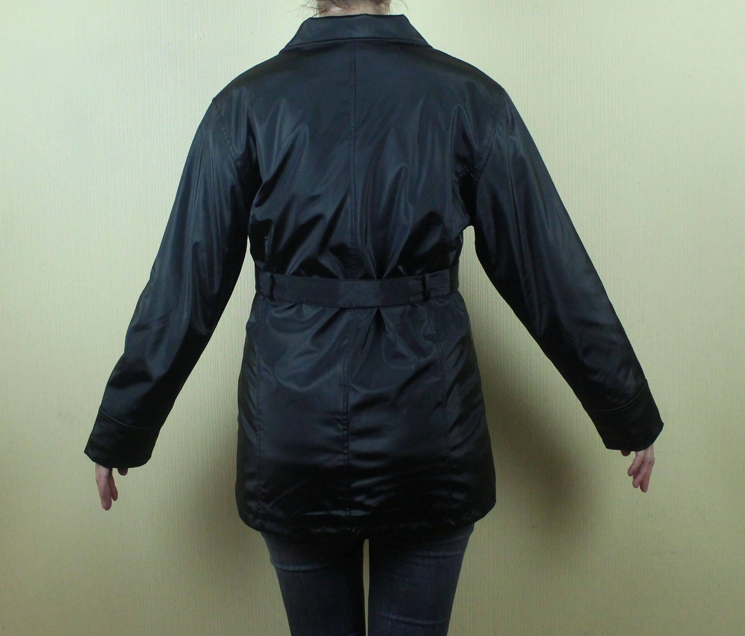 Black PVC Coat Vintage 90s Glossy Jacket Womens Trench Coat | Etsy