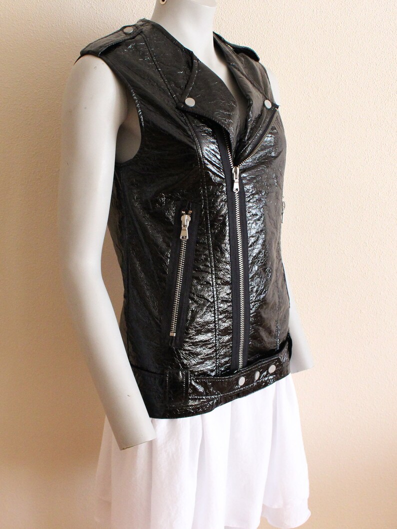 Black Vinyl Vest Women's Vinyl Vest Wetlook Waistcoat PVC Etsy