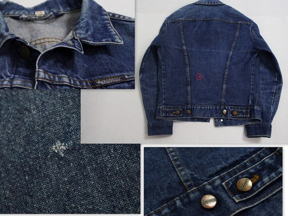 Vintage Denim Jacket 90's Jean Jacket Dark Blue Denim Jacket