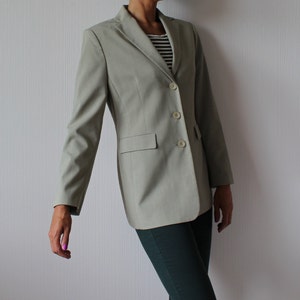 Khaki Blazer 90&#39;s Vintage Blazer Women&#39;s Khaki Blazer Beige Suit Jacket Women&#39;s Beige Jackets Padded Shoulder Lining Medium Size