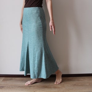 Turquiouse Skirt Long Skirt Women&#39;s Maxi Skirt Wool Blend Skirt Tweed Skirt Retro Skirt Vintage 90&#39;s 00&#39;s A-Line Skirt Lined