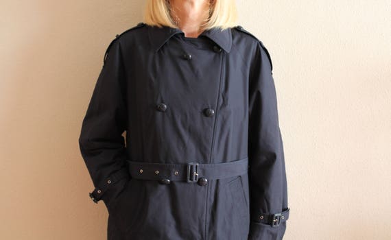 Women's Trench Coat Vintage Coat Warm Coat Navy R… - image 5