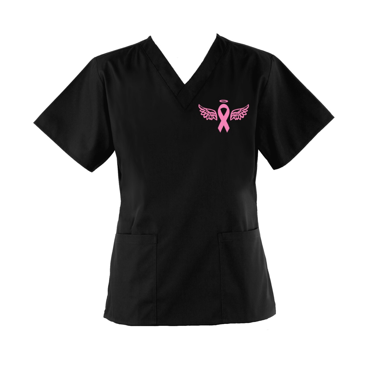 Breast Cancer Awareness Angel Scrub Top Etsy