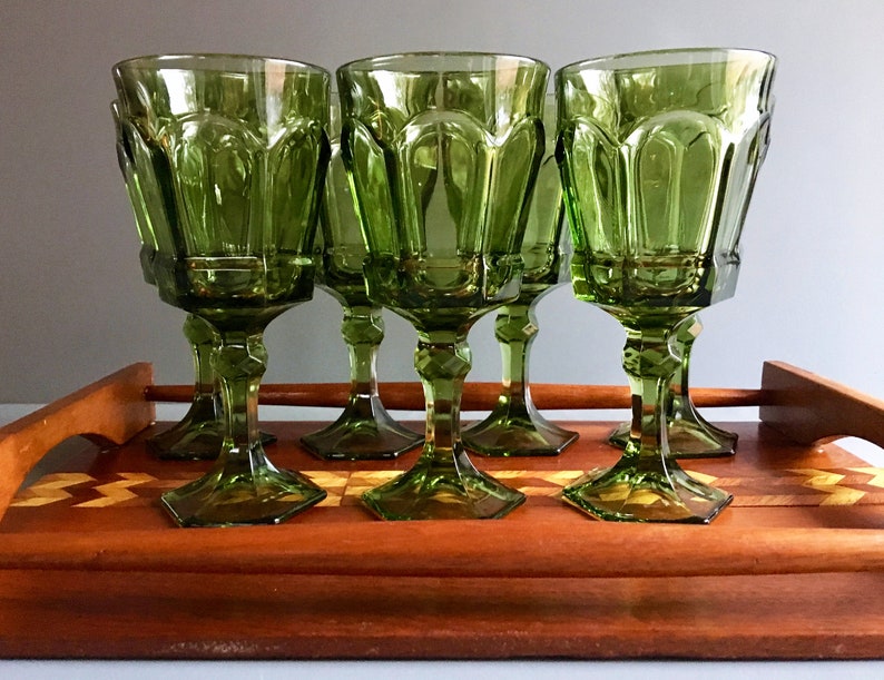 green drinking glasses vintage