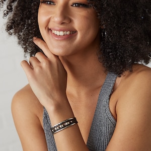 Women&#39;s Bohemian Inspired Petite Heroine Leather and Silver Beaded Bracelet