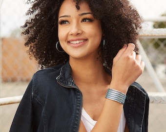 Statement Sleek Silver Tube Beaded Leather Bracelet with Magnetic Clasp and Silver Tubes