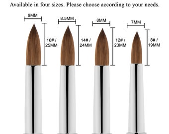 1 Piece Kolinsky Sable Round Acrylic Nail Art Brush (CRIMPED) for Detail Painting, Acrylic Application, Nail Extension, Nail Carving