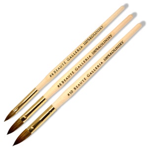 3 Pieces Kolinsky Sable Oval Acrylic Nail Art Brush Set, Manicure Detail Painting Nail Art Pen (Size 4, 8, 10)