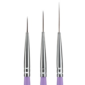 3 Pieces Nail Art Long Striper Brush Set (12mm, 16mm, 22mm) for Thin Long Fine Line, Detailer, Striping, Color Block, One Stroke