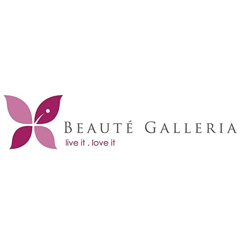 May include: A logo for a company called BEAUT&Eacute; GALLERIA with the tagline "live it. love it". The logo features a stylized butterfly with pink and purple wings.