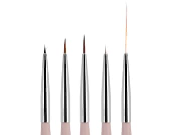 5pcs Nail Art Brush Set with Liners and Striping Brushes, for Thin Fine Line Drawing, Detail Painting, Striping, Blending, One Stroke