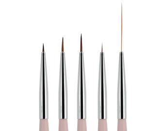 5pcs Nail Art Brush Set with Liners and Striping Brushes, for Thin Fine Line Drawing, Detail Painting, Striping, Blending, One Stroke