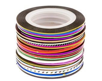 30 Mixed Colors Rolls Striping Tapes Line Adhesive Sticker Nail Art Tips Decorations Manicure