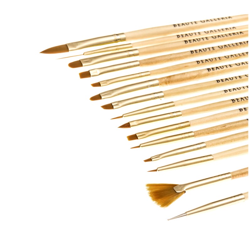 15pcs Nail Art Brush Set for Detailing, Striping, Blending, One-Stroke with Gel Brush, Painting Brush, 3D Brush, Dotter, Fan Brush, Liner image 6