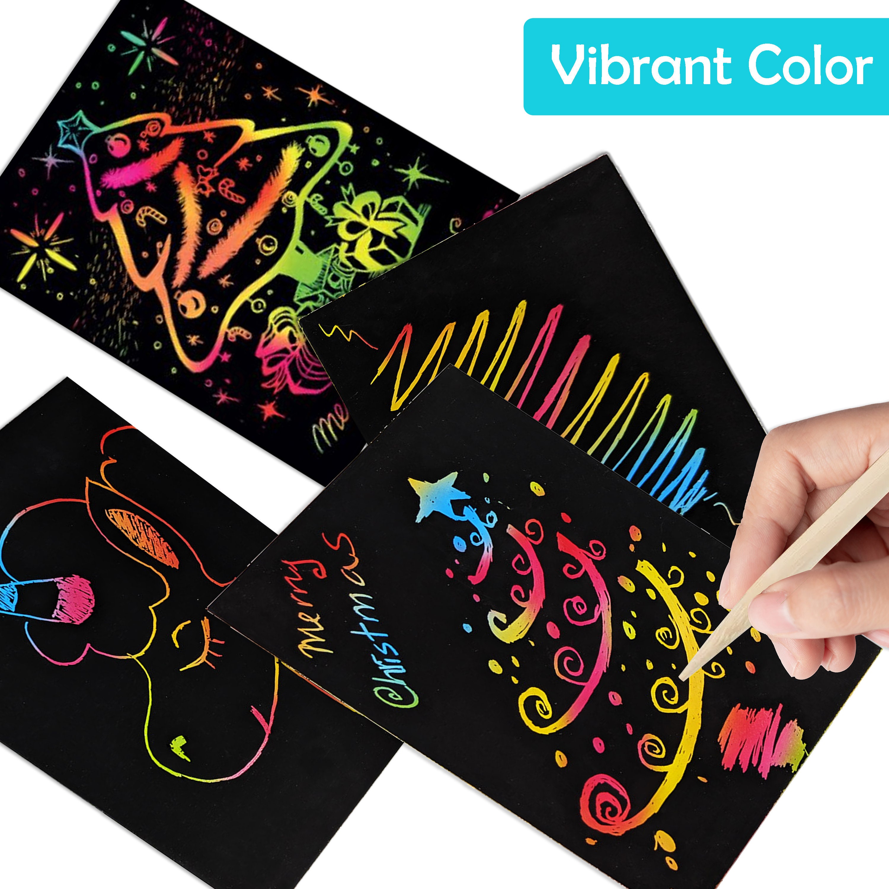 Scratch Rainbow Art Paper Set 10PCS, Kids Rainbow Scratchboard