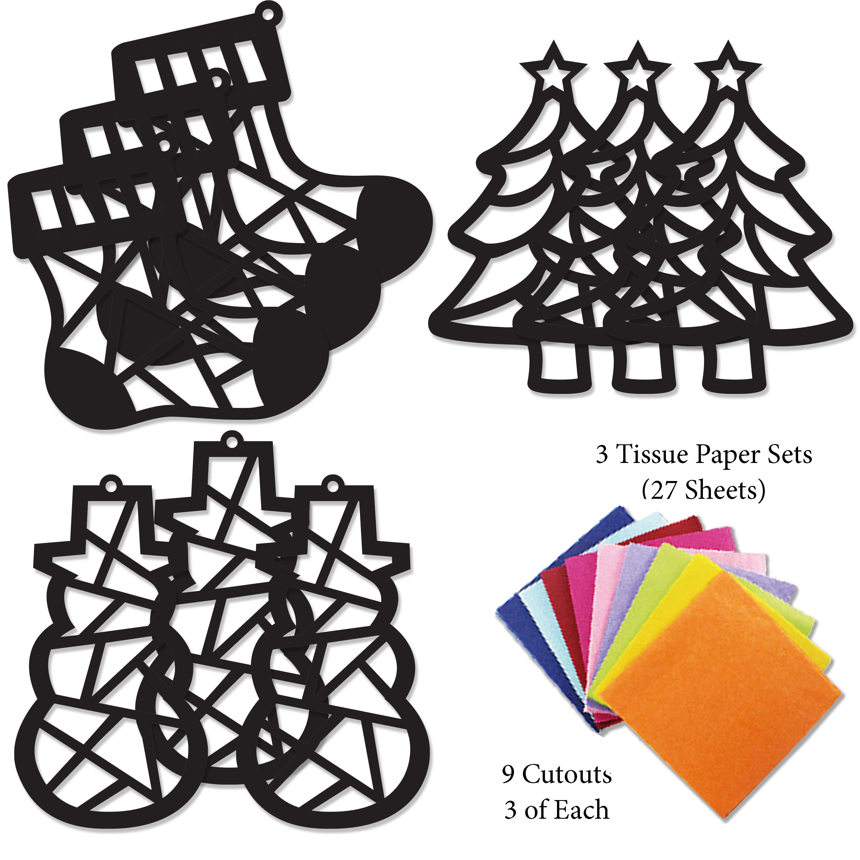 Kit DIY Noël Enfants 24 Attrape-soleil - Peinture, Perles, Ventouses, Décoration Fenêtre Sapin