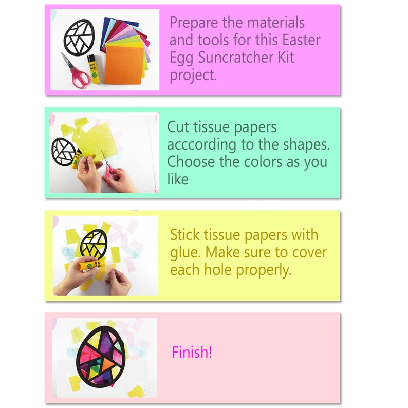 Easter Egg Suncatcher Kit 3 Sets of Stained Glass Paper Etsy