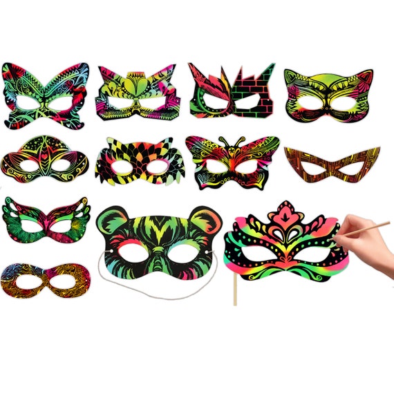 24 Sets Rainbow Scratch Art Superhero Masks, Dress up Costumes, Classroom  Arts & Crafts, Fun Drawings, Travel Toy, Party Favors for Kids 