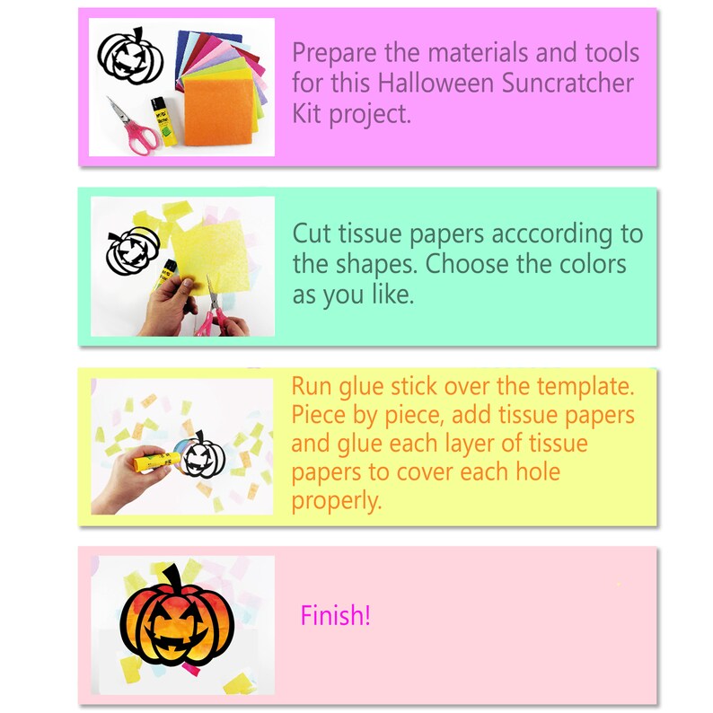 Halloween Suncatcher Kit 3 Sets of Stained Glass Paper Etsy