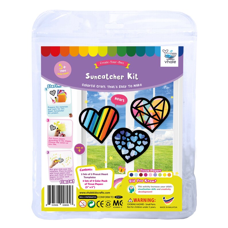 Valentine Heart Suncatcher Kit 3 Set of Stained Glass Paper Etsy