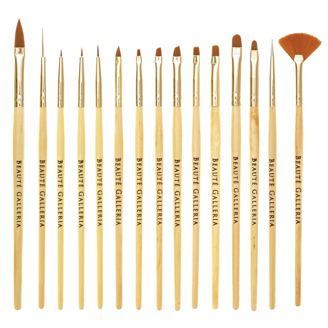 15pcs Nail Art Brush Set for Detailing, Striping, Blending, One-stroke