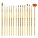 15pcs Nail Art Brush Set for Detailing, Striping, Blending, One-Stroke with Gel Brush, Painting Brush, 3D Brush, Dotter, Fan Brush, Liner 