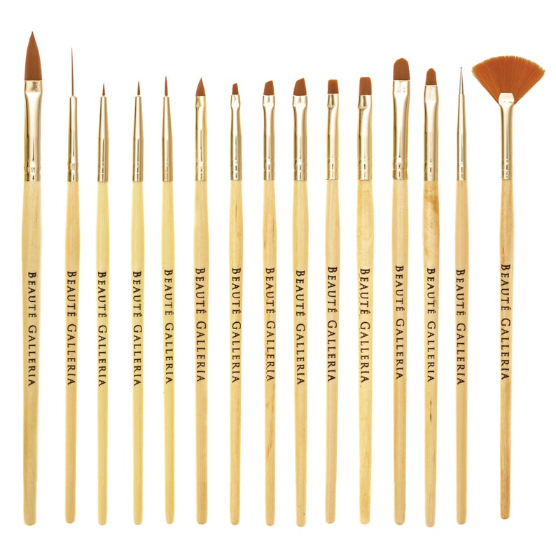 15pcs Nail Art Brush Set for Detailing, Striping, Blending, One-Stroke with Gel Brush, Painting Brush, 3D Brush, Dotter, Fan Brush, Liner image 1