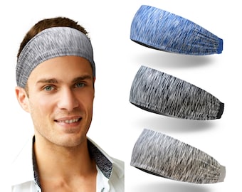 3 Pack Men Sport Fitness Headbands, Moisture Wicking Elastic Stretchy Athletic Sweatband, Perfect for Gym Exercise Workout