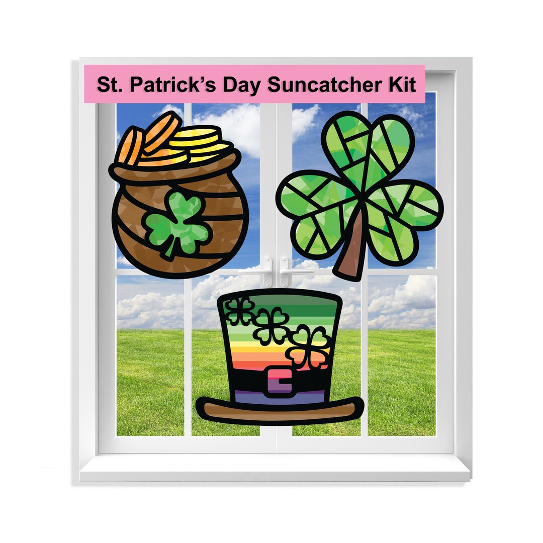 St. Patrick's Day Suncatcher Craft Kit: Tissue Paper Stained Glass ...