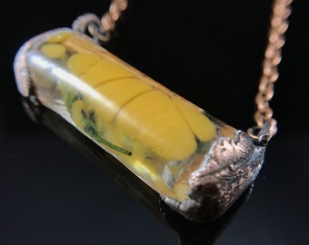 Copperformed resin & wood pendant