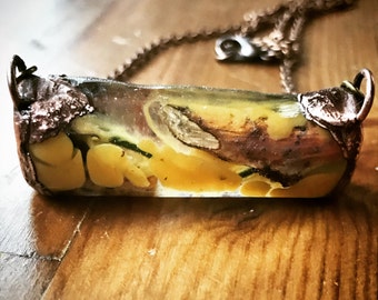 Copperformed resin & wood pendant