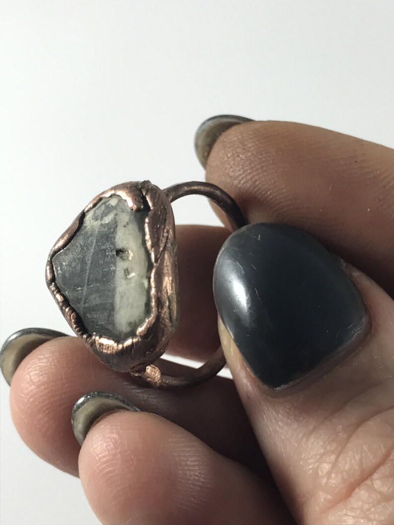 Long Island Beach Stone and Copper Ring image 2