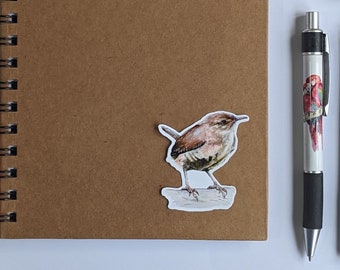 Oiseau britannique Sticker / art animalier / insolite / original / unique / mettant en vedette l’oiseau « Jenny Wren »