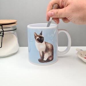 Stunning Siamese Cat Ceramic Mug / Mug and Coaster set / Ceramic Coaster / Hardwood Coaster / if you please