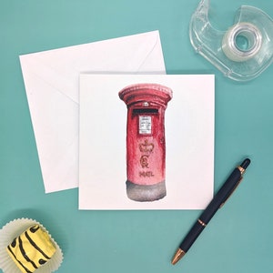 Briefkasten-Briefkasten-Gruß-Karte mit ''Royal Mail' Original-Aquarell eines Briefkastens