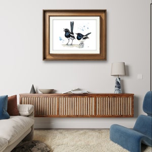 Watercolour print of British Magpies / wildlife art / unusual / original / unique/ birds / A4 / A3 entitled &#39;Two for Joy&#39; Landscape