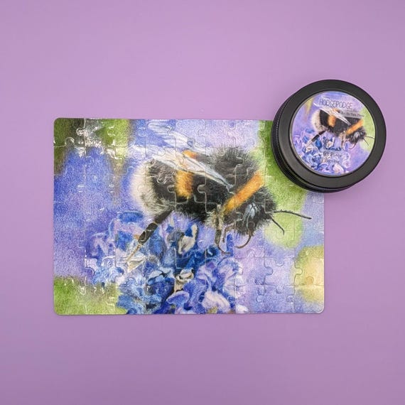 Lavender Bee Jigsaw Puzzle: 63 Piece Animal Lover Gift